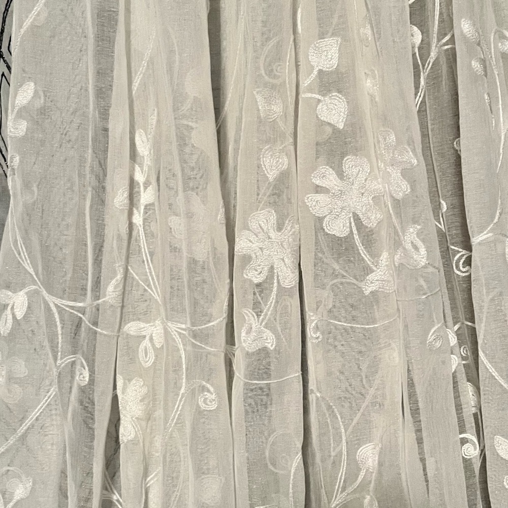 Sheer Embroidered Floral Panel Pair in Cream, 36” x 82”